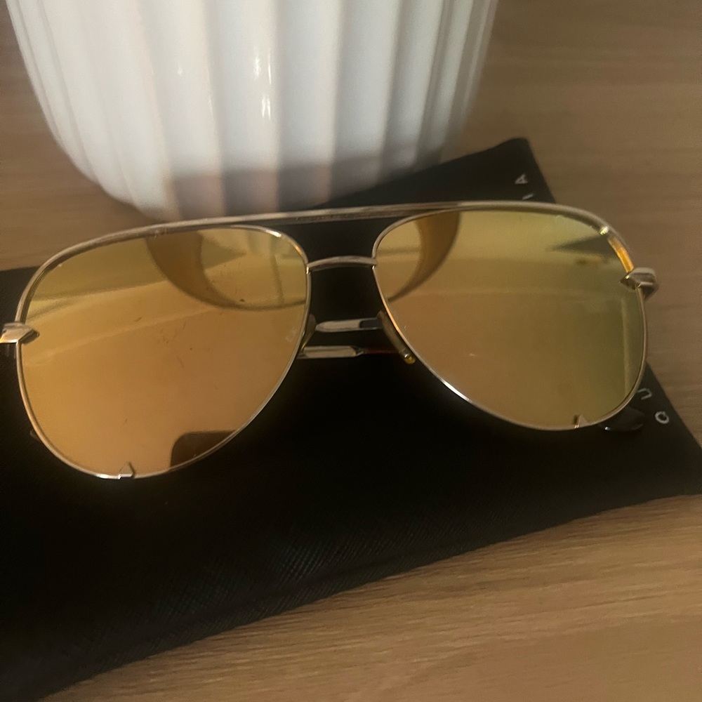 QUAY Gold Aviator Sunglasses